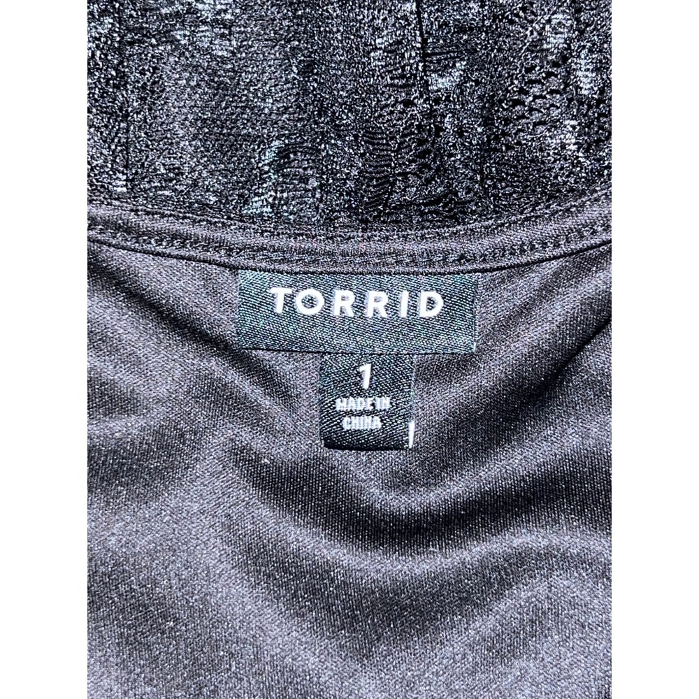 Torrid Top Black Lace Babydoll Tunic Hi-Lo Plus Sz 1X (1) 3/4 Sleeve Scoop Neck - Picture 7 of 9